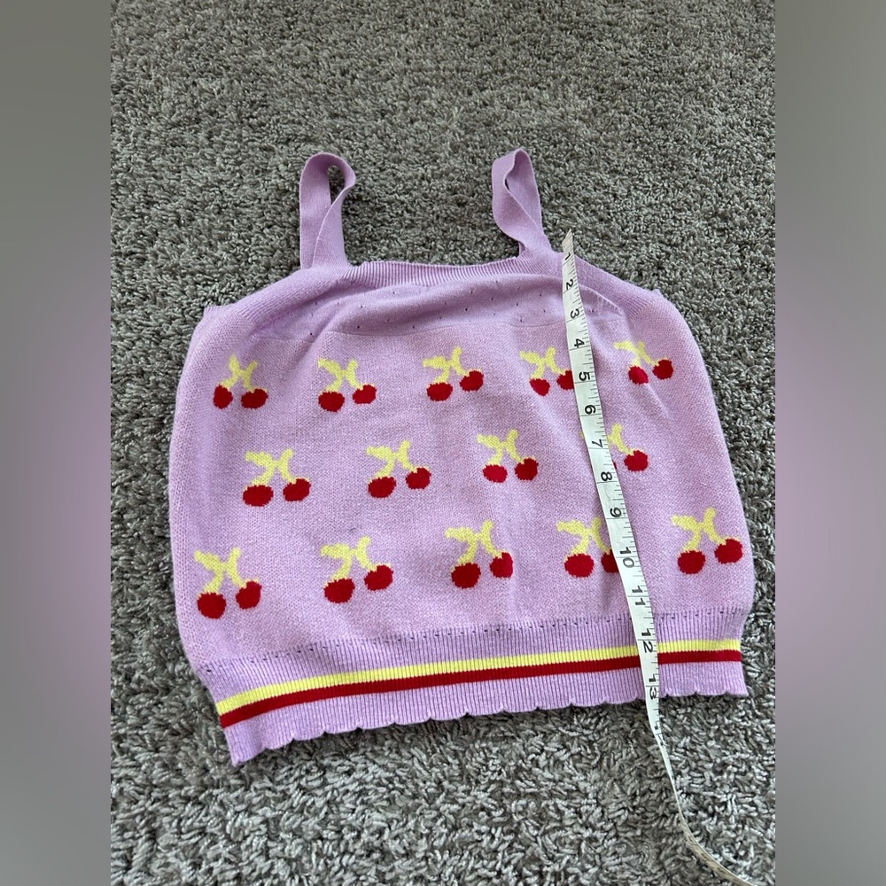 Listicle Lavender Cherry‎ Knit Crop Tank Top Square Neck Women's M - Picture 4 of 7